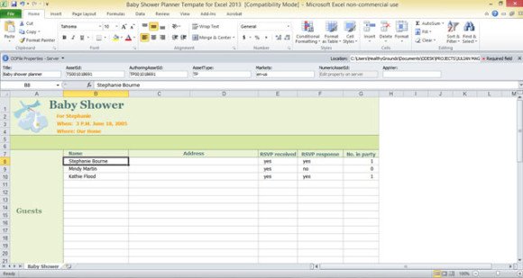Baby Shower Planner Template For Excel 2013