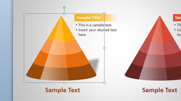 3d pyramid cone template for powerpoint using shapes