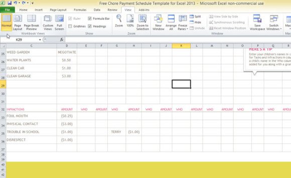 Roommate Bill Chart