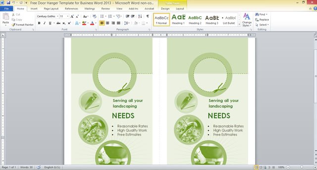 free door hanger template for business word 2013 1 fppt