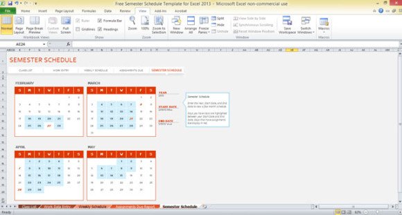 college schedule templates