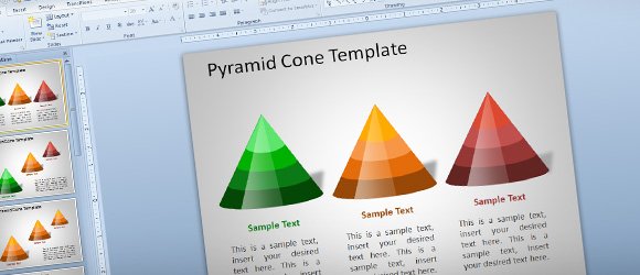 3d pyramid cone template for powerpoint using shapes