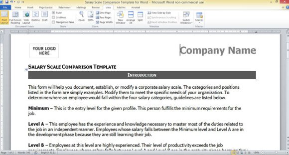 salary range template