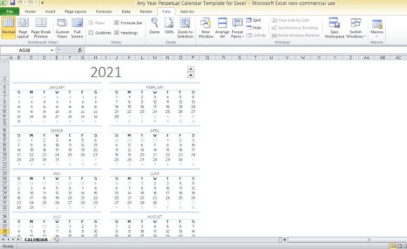 any year perpetual calendar template for excel yearly calendar in excel