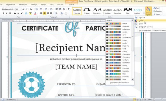 free certificate of participation template for word 2013 how do you make a certificate