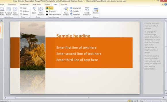 Free Simple Animated Point Template With Photo And Orange Color Free Simple Animated Point Template With Photo And