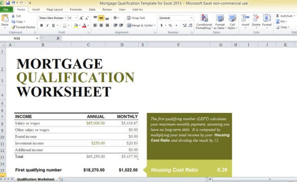 mortgage template excel