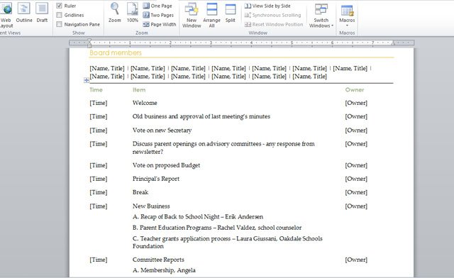 school pta meeting agenda template for word 2 fppt pta templates
