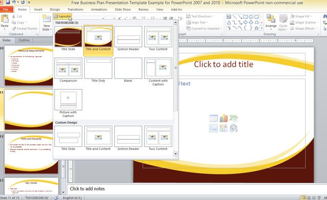 free business plan presentation template example for powerpoint 2007