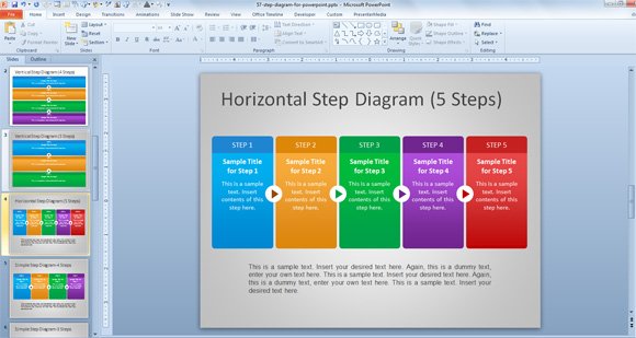 free steps diagram for powerpoint process template ppt