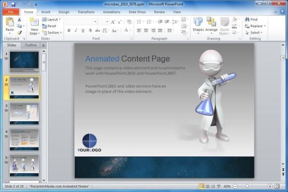 Animated Microbes Template For PowerPoint Presentations