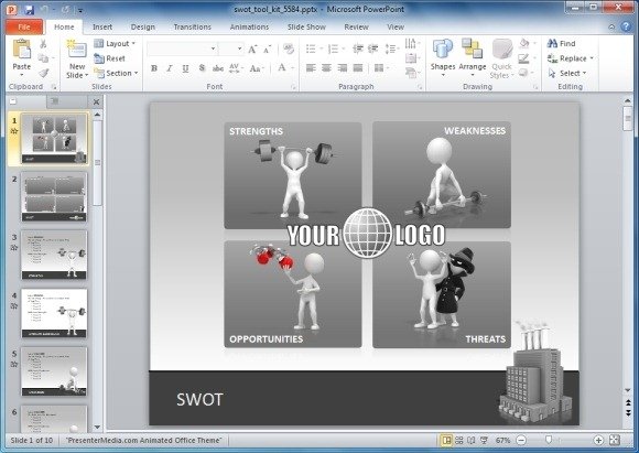 animated swot analysis powerpoint template