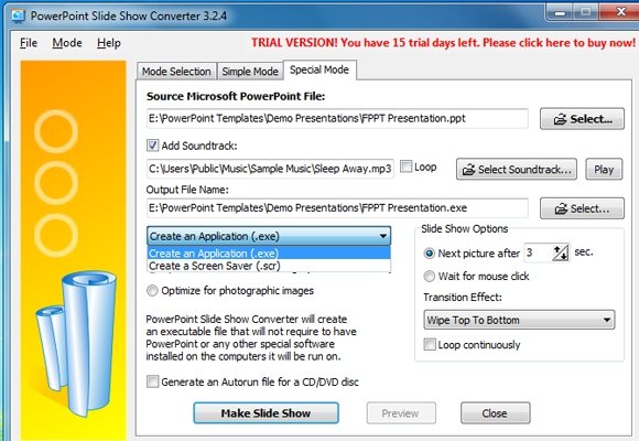 create slideshow with music