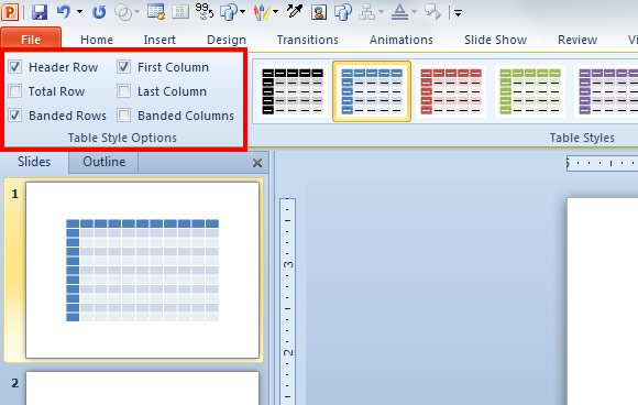 table style template