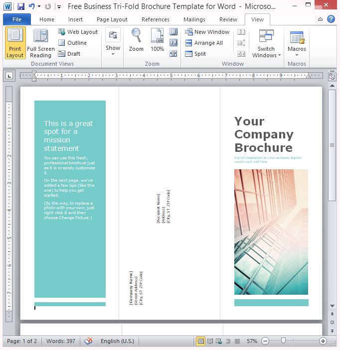  Free  Business Tri  Fold  Brochure  Template  For Word 