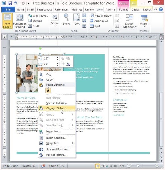 Free Business Tri Fold Brochure Template For Word