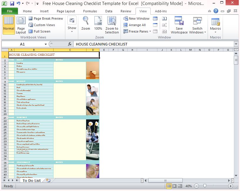 free house cleaning checklist template for excel 2 fppt