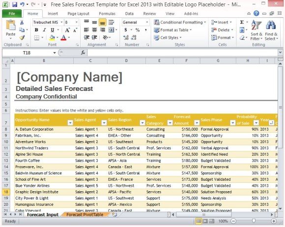 Business Forecast Spreadsheet Template