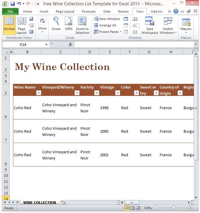 home inventory list template