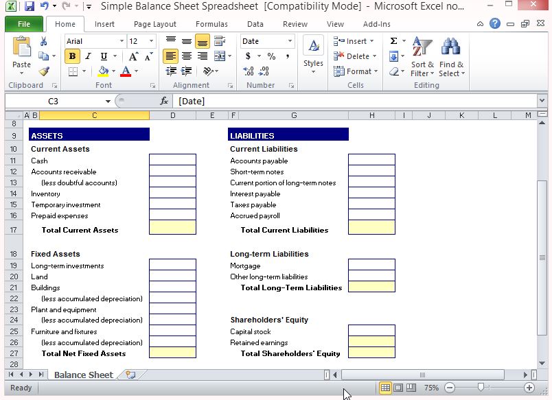 simple balance sheet spreadsheet for excel 2 fppt balance sheet xls