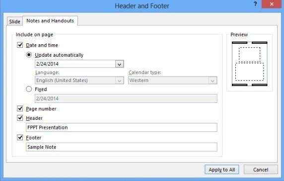 How To Add Header And Footer To Slides in PowerPoint 2013