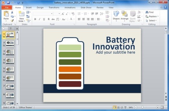 animated energy innovation powerpoint template with battery shapes