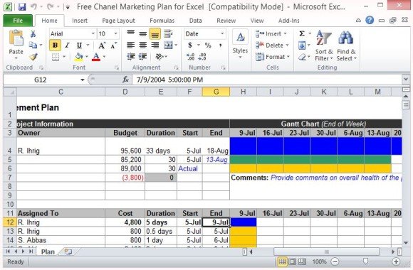 marketing spreadsheet template
