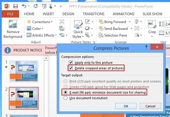 compress images in powerpoint presentation