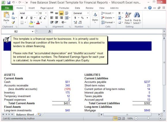 free balance sheet excel template for financial reports balance sheet format for proprietorship business in excel