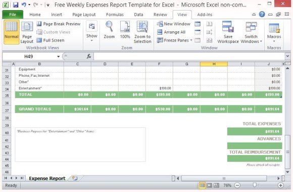 free weekly expenses report template for excel expenses report in excel