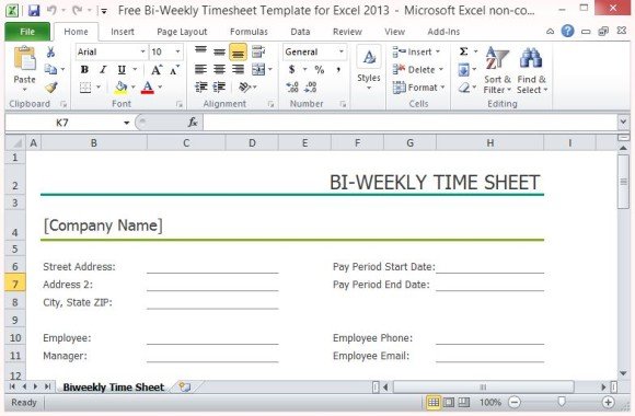 Free Bi-Weekly Timesheet for Small and Start-Up Businesses