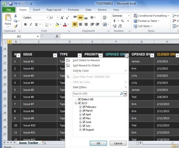 track project issues with project issue tracker template for excel