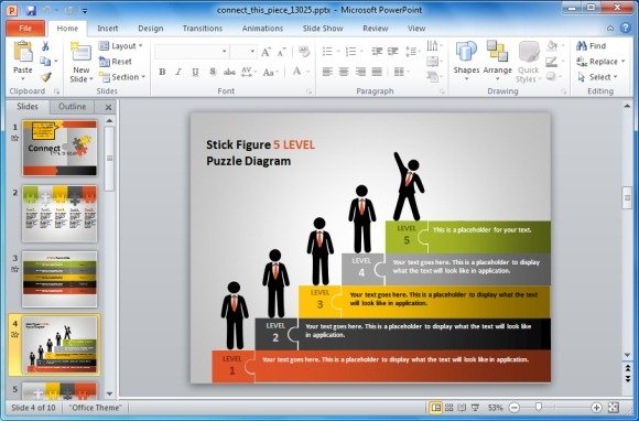 animated puzzle pieces powerpoint template with stick figures