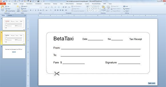 taxi receipt ppt template