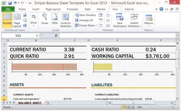 simple balance sheet template for excel 2013 with working capital working capital balance sheet