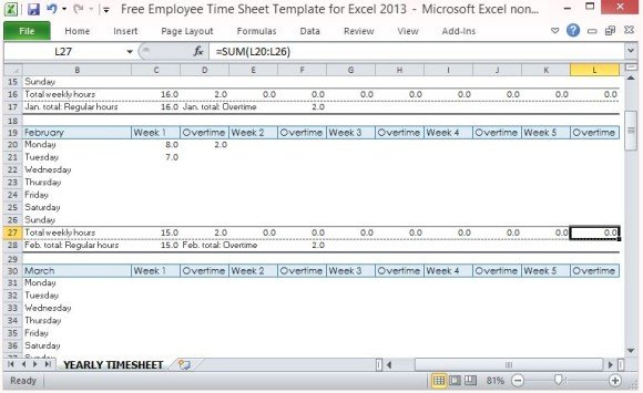 free employee time sheet template for excel 2013 timesheet website template