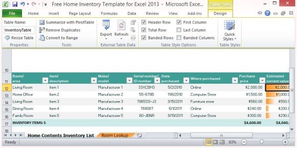 home inventory excel koni polycode co