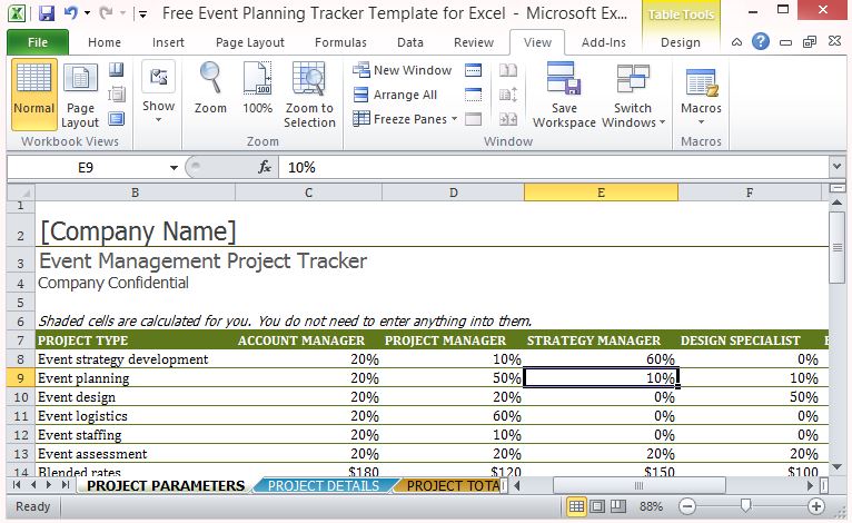 Free Event Planning Tracker Template For Excel