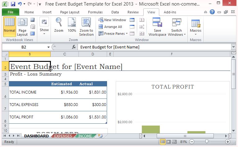 free event budget template for excel 2013 budget expense
