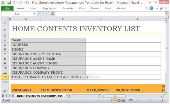 free simple inventory management template for excel