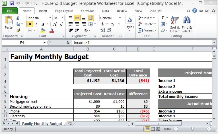 household-budget-template-worksheet-for-excel