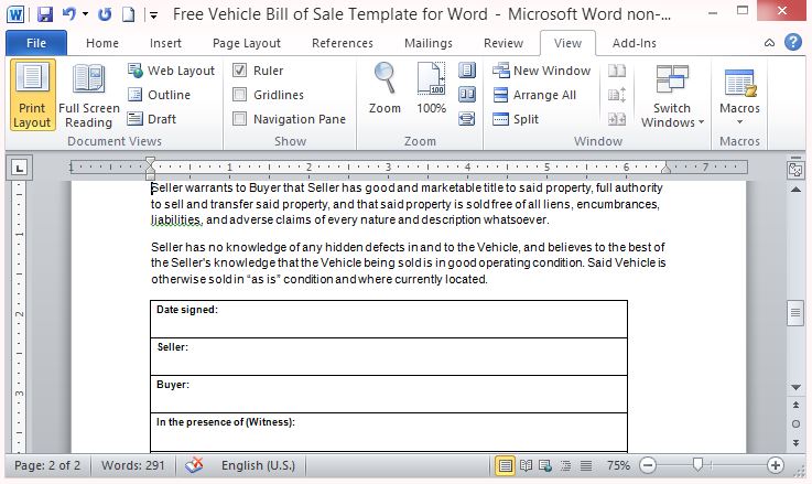 have a signed copy of the bill of sale after the transaction fppt
