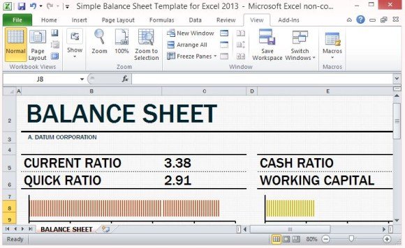simple balance sheet template for excel 2013 with working capital