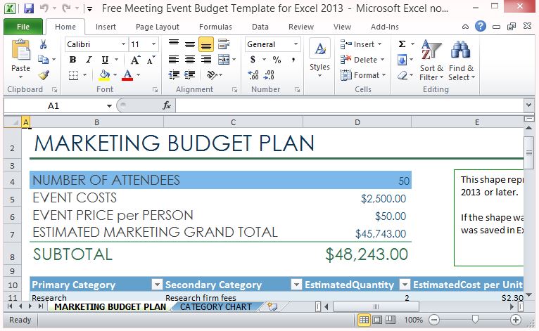 Free Meeting Event Budget Template For Excel 2013 Free Meeting Event Budget Template For Excel 2013