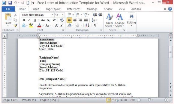 free letter of introduction template for word free letter of introduction template for word, Presentation templates