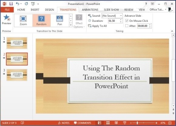 how to add random transition effects to powerpoint slides