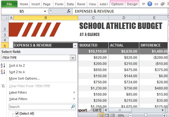 travel baseball team budget spreadsheet