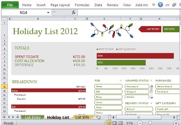holiday shopping budget planner template for excel