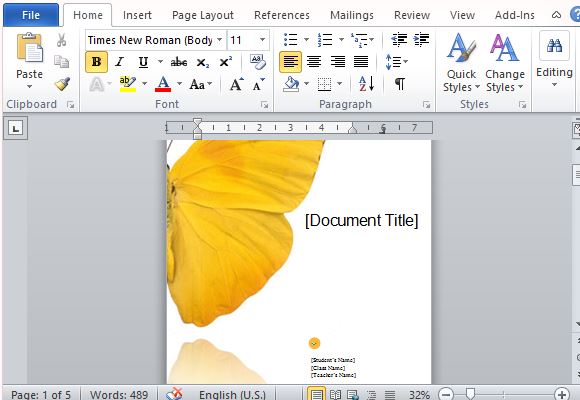 student report template for word