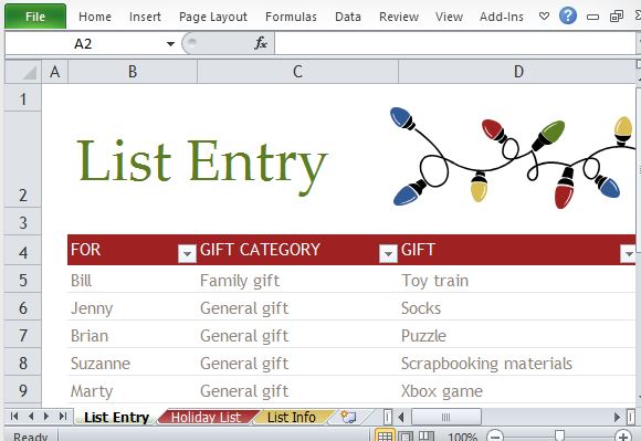 holiday shopping budget planner template for excel